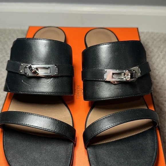 Hermes Avenue Sandal BLACK size 39 - Picture 5 of 10